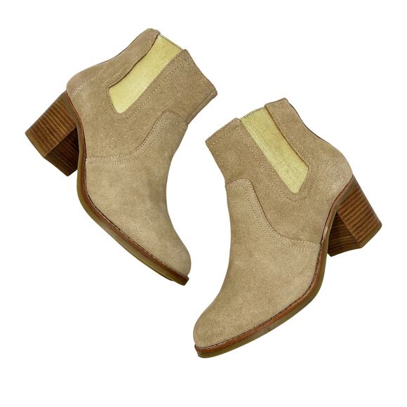 NEW Sperry Top-Sider Marlow Suede Heeled Ankle Boots Tan/Gold Shimmer size 8 M - Picture 8 of 16